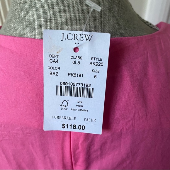NWT J. CREW Dress V Neck Wrap Bow Dress Pink Azalea 6 - Picture 8 of 8